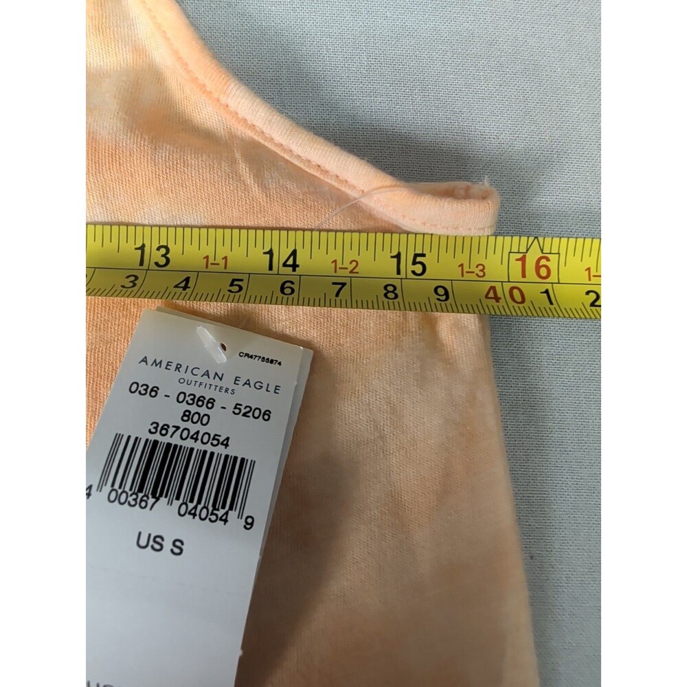 ❤️American Eagle Womens Small Peach Tie Dye Ruffle Hem Cropped Tank Top NWT❤️ - Picture 8 of 9